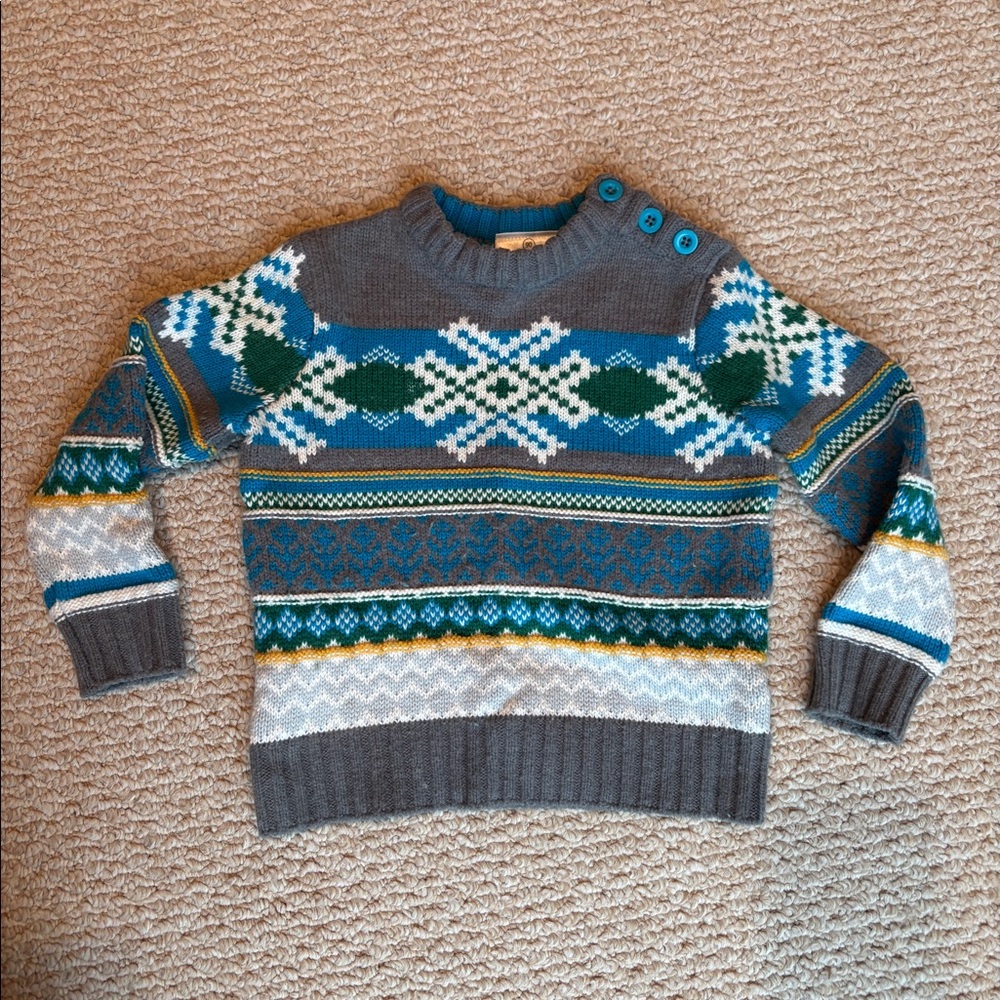 Hanna Andersson cozy up sweater grey snowflake size 3 3T toddler boy girl